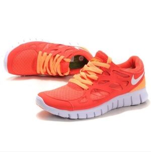 Nike Free Run 2 Sneakers Women's Lace Up Bright Mango Orange White Running 9.5